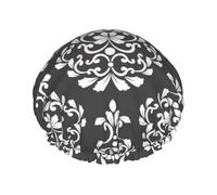 Gorros de ducha con patrón de damasco para mujeres y hombres, reutilizables, impermeables, antideslizantes, de secado rápido, gorra grande, pelo largo y corto