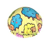 Gorros de ducha con patrón de dibujos animados de ovejas coloridas para mujer, gorro de ducha grande reutilizable para hombres, cuidado rápido del cabello, largo y corto, baño para niños