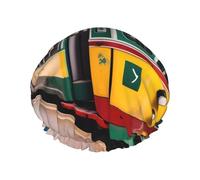 Gorros de ducha con patrón de tranvía de Lisboa con una doble capa de, mantienen bien tu cabello ya sea que los uses mientras te duchas o te bañas.