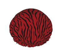 Gorros de ducha con rayas rojas y negras de animales para mujer, gorros de ducha reutilizables impermeables, gorros de baño, gorro de ducha turbante para niñas