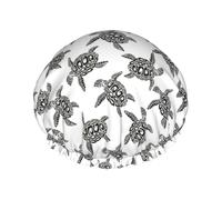 Gorros de ducha de animales de tortugas marinas para mujeres y hombres, reutilizables, impermeables, antideslizantes, de secado rápido, gorra grande, pelo largo y corto