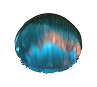 Gorros de ducha de baño reutilizables para mujer pelo largo Parque Nacional Banff impreso doble capa impermeable gorro de ducha