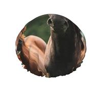 Gorros de ducha de caballos para mujer, gorro de baño de ducha impermeable reutilizable, doble bLayers, gorro de baño de ducha elástico con forro de Peva suave y cómodo, gorro de pelo para ducha