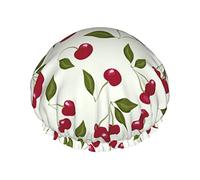 Gorros de ducha de cerezas para mujer Gorro de baño de ducha impermeable reutilizable Gorro de baño de ducha de doble bLayers Gorro de baño de ducha elástico con forro de Peva suave y cómodo Gorro d