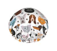 Gorros de ducha de dibujos animados para gatos y perros para mujeres y hombres, reutilizables, impermeables, antideslizantes, de secado rápido, gorra grande, pelo largo y corto