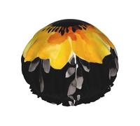 Gorros de ducha de flores amarillas para mujeres y hombres, reutilizables, impermeables, antideslizantes, de secado rápido, gorra grande, pelo largo y corto