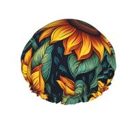 Gorros de ducha de flores retro de girasoles de primavera con una doble capa, mantienen bien tu cabello ya sea que los uses mientras te duchas o te bañas.