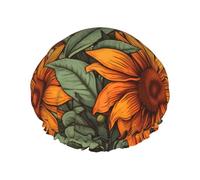 Gorros de ducha de flores retro de girasoles de primavera con una doble capa, mantienen bien tu cabello ya sea que los uses mientras te duchas o te bañas.