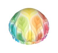 Gorros de ducha de hojas degradadas de colores arcoíris para mujeres y hombres, reutilizables, impermeables, antideslizantes, de secado rápido, gorra grande, pelo largo y corto