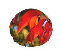 Gorros de ducha de hojas rojas y frutas de otoño con una doble capa, mantienen tu cabello bien ya sea que los uses mientras te duchas o te bañas.