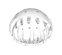 Gorros de ducha de lenguaje de señas del alfabeto para mujeres y hombres, reutilizables, impermeables, antideslizantes, de secado rápido, gorra grande, pelo largo y corto