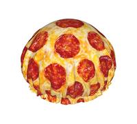 Gorros de ducha de pizza para mujer Gorro de baño de ducha impermeable reutilizable Doble bLayers Gorro de baño de ducha elástico con forro de Peva suave y cómodo Gorro de pelo para ducha