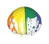 Gorros de ducha de rayas de color para mujeres y hombres, reutilizables, impermeables, antideslizantes, de secado rápido, gorra grande, pelo largo y corto