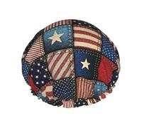 Gorros de ducha de retazos con la bandera estadounidense para mujeres y hombres, reutilizables, impermeables, antideslizantes, de secado rápido, gorra grande, pelo largo y corto