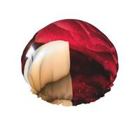 Gorros de ducha de rosa roja con vela para mujer, gorros de baño elásticos y reutilizables, gorro de ducha de doble capa impermeable, gorros de ducha de baño