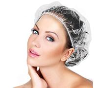 Gorros de ducha Desechables, Afufu 100 Piezas Impermeable Gorros de Ducha Grande Gorro de Baño Elástico, Gorro Sanitario Mujer para Servicio médico Maquillaje Hornear Alimentos