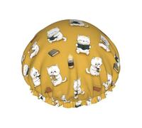 Gorros De Ducha Dibujo animado un gato Blancos leyendo Gorro Ducha 29cm | Reutilizables Gorro De Champú Doble Capa Gorros De Ducha Para Mujeres para Hotel Spa Salón