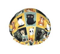Gorros De Ducha Estampado gato acogedor Gorros Para Duchas Reutilizables | 29cm Lavables Gorro De Champú Elástico Gorro De Ducha para Hotel Salón Balneario