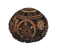 Gorros de ducha Gears Clock Bronze Century para mujeres y hombres, reutilizables, impermeables, antideslizantes, de secado rápido, gorra grande, pelo largo y corto
