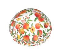 Gorros de ducha, gorro de ducha Fruits Peach2 para mujer, reutilizable, impermeable, gorro de pelo para ducha, doble capa con banda elástica de pelo largo