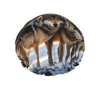 Gorros de ducha grandes con estampado de lobos, gorro de pelo con banda elástica, doble capa impermeable, gorro de baño, para mujeres y hombres