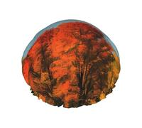 Gorros de ducha grandes con estampado de patos salvajes y árboles, gorra de pelo con banda elástica, doble capa impermeable, para mujeres, hombres y niños