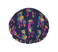 Gorros de ducha grandes reutilizables para mujer, con estampado de graffiti de pitbull neón, gorro de doble capa para ducha con forro de Peva y cuerda elástica