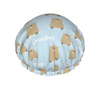 Gorros de ducha Happy Groundhog Day gorro de baño reutilizable gorro de baño elástico suave impermeable para gorros de pelo de todas las longitudes de cabello