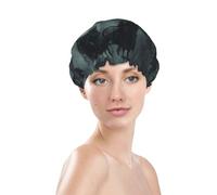 Gorros de ducha para mujer, gorro de ducha reutilizable e impermeable, doble capa con banda elástica, gorro de baño de pelo largo, gorro de baño para Halloween, carruaje fantasma, luna, noche, gorro