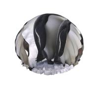 Gorros de ducha Young Penguins With Snow para mujer, reutilizables, impermeables, elásticos, de gran tamaño, para baño y para el cabello. Diseñados para todas las longitudes de cabello con forro de