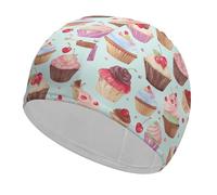 Gorros de natación con patrón de magdalenas, gorro de natación de alta elasticidad para mujeres y hombres, duradero, impermeable, mantiene el cabello seco, perfecto para piscina, playa, natación
