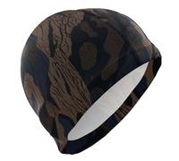 Gorros de natación retro de camuflaje marrón negro para mujer, para adultos, pelo corto, impermeable, protección del cabello y reducción de arrastre, gorros para Nadar en Piscina Mujer
