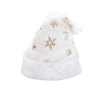 Gorros de Navidad, de Papá Blanco con Lentejuelas Doradas y Plateadas y Bordado de Copos de Nieve para Adultos (Gold, One Size)