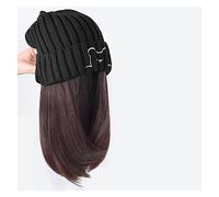 Gorros de Peluca para Mujer Beanie Hat Peluca corta sintética Sombrero con extensión de cabello Cabello natural Color Negro Marrón Pelucas for mujeres Gorra de Béisbol con Extensiones de Cabello (Col