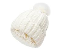 Gorros de piel de gallina de punto sintético para mujer, cálidos sombreros de invierno, blanco, Talla única