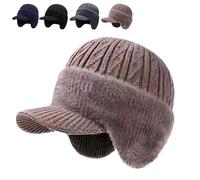 Gorros de Punto con Orejeras y Borde de Lana, Gorro de Punto cálido de Invierno, Gorro térmico de Forro Polar para esquí, Ciclismo y Actividades al Aire Libre para Hombres y Mujeres (#Khaki)