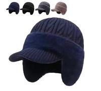 Gorros de Punto con Orejeras y Borde de Lana, Gorro de Punto cálido de Invierno, Gorro térmico de Forro Polar para esquí, Ciclismo y Actividades al Aire Libre para Hombres y Mujeres (#Navy Blue)
