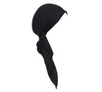 Gorros de quimioterapia para mujer, gorro de dormir ajustable con quimioterapia, bufanda, sombreros de seda sintética, turbante de lujo, hijabb para mujeres musulmanas, Negro , Talla única