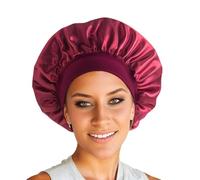 Gorros de satén de seda para mujer, gorros de dormir elásticos con bandas anchas para el cabello rizado, gorros de ducha para satén
