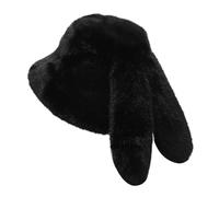 Gorros Mujer - Gorro De Pescador con Orejas De Conejo Estilo Coreano Grueso De Imitación De Visón para Exteriores E Invierno (Black One Size)