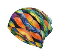 Gorros multifuncionales y ligeros con diseño de escamas de pez arcoíris, ajuste cómodo, gorro de calavera para correr, gorro para dormir, Negro, talla única