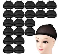 Gorros Para Pelucas 20 piezas medias elásticas de nailon for peluca, color negro, marrón, claro Pelucas De Maquillaje(Black)