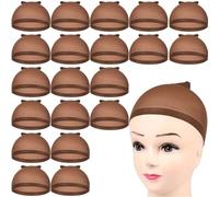 Gorros Para Pelucas 20 piezas medias elásticas de nailon for peluca, color negro, marrón, claro Pelucas De Maquillaje(Dark Brown)