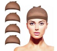 Gorros Para Pelucas Gorro de peluca marrón 20 piezas for encaje frontal, gorros media nailon elásticos, red elástica for hacer pelucas, talla única Pelucas De Maquillaje