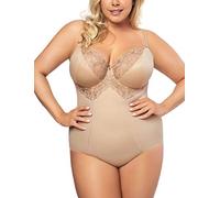 Gorsenia K356 Gala Body con Copas Blandas Y Aros con Bordado para Mujeres Tirantes Regulables, No Extraíbles - Hecho En La UE, Beige,100E