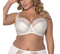 Gorsenia K357 Blanca Sujetador Semi-Acolchado con Encaje Floreado para Mujeres Tirantes Regulables No Extraíbles con Aros - Hecho En La UE, Ecru,95D