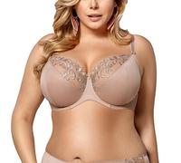 Gorsenia K378 Victoria Sujetador Sin Relleno Bordado Estampado para Mujeres Tirantes Ajustables No Extraíbles con Aros - Hecho En La UE, Beige,120D