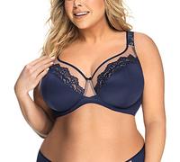 Gorsenia Sujetador Sin Relleno con Encaje Y Malla para Mujeres K441 Luisse, Azul Marino,90K