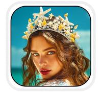 GORTIN Corona de sirena y tiara de estrella de mar, tocado de novia para boda, conchas marinas, accesorios para el cabello para mujer