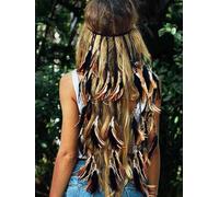 GORTIN Diadema de plumas bohemias, hippie, disfraz indio, tocado gitano, hippie, accesorios para el cabello para mujer